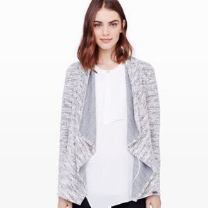 Club Monaco open Cardigan Womens Petite Small Gray Kiki Textured knit oversized